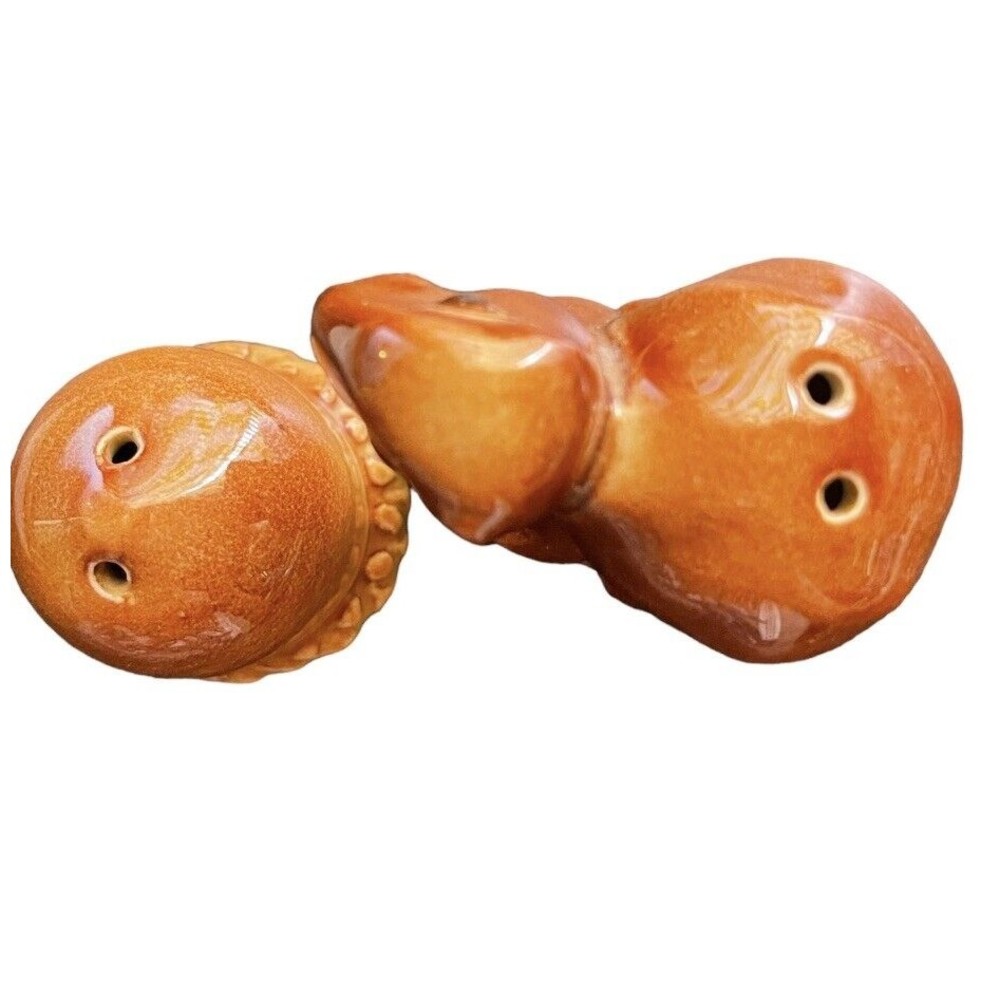 Salt & Pepper Shakers Vintage Squirrel & Acorn Ceramic Cork Bottom Brown - Picture 5 of 6